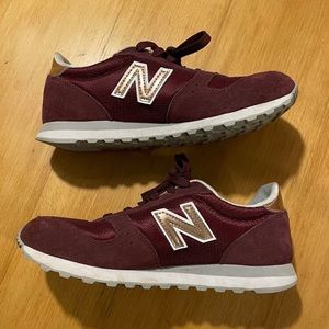 New Balance Maroon and Rose Gold Tennis Shoes
